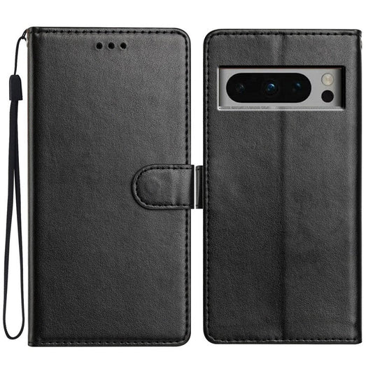For Google Pixel 8 Pro Leather Phone Case Wallet Stand Cover with Handy Strap - Black