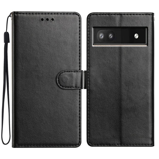 For Google Pixel 8a Leather Phone Case Wallet Stand Cover with Handy Strap - Black