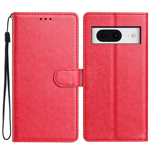 For Google Pixel 8 Leather Phone Case Wallet Stand Cover with Handy Strap - Rose