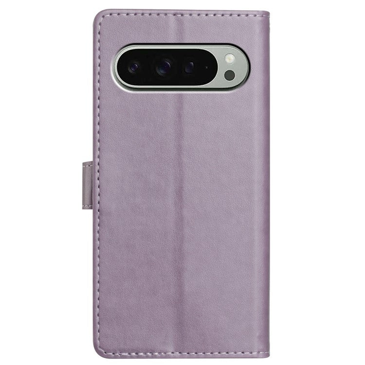 For Google Pixel 9 Pro  /  Pixel 9 Leather Phone Case Wallet Stand Cover with Handy Strap - Purple