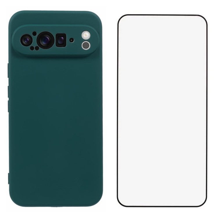 WANLONFENG RB2 Series for Google Pixel 9 Pro Case TPU Phone Cover with Screen Protector - Army Green