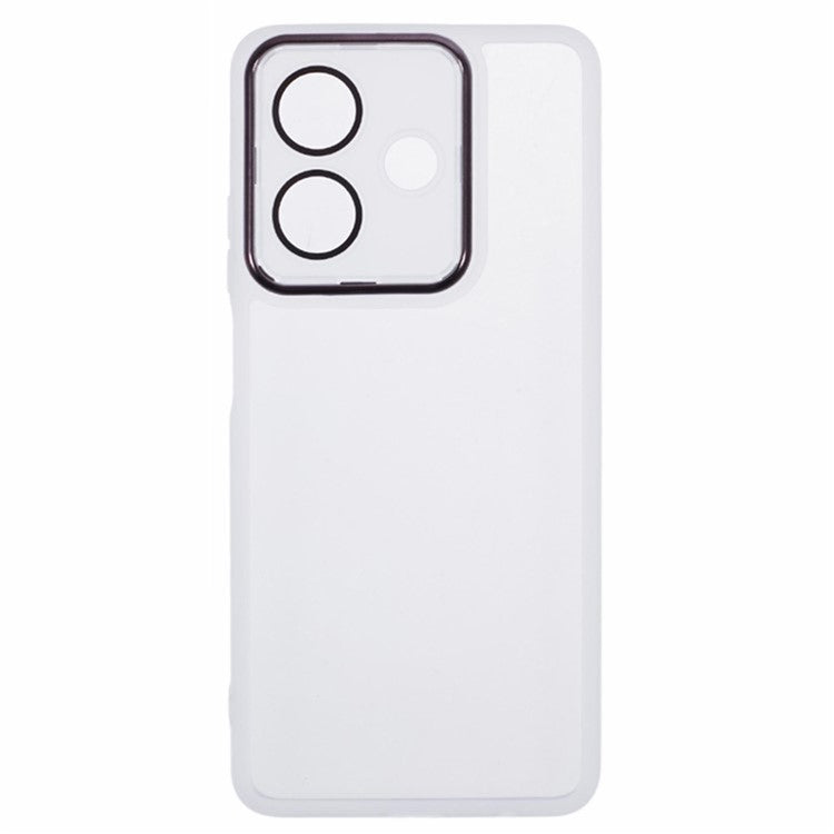 WANLONFENG DKSM Series for Oppo A3x 5G (India) TPU Case Electroplated Frame with Tempered Glass - Transparent White