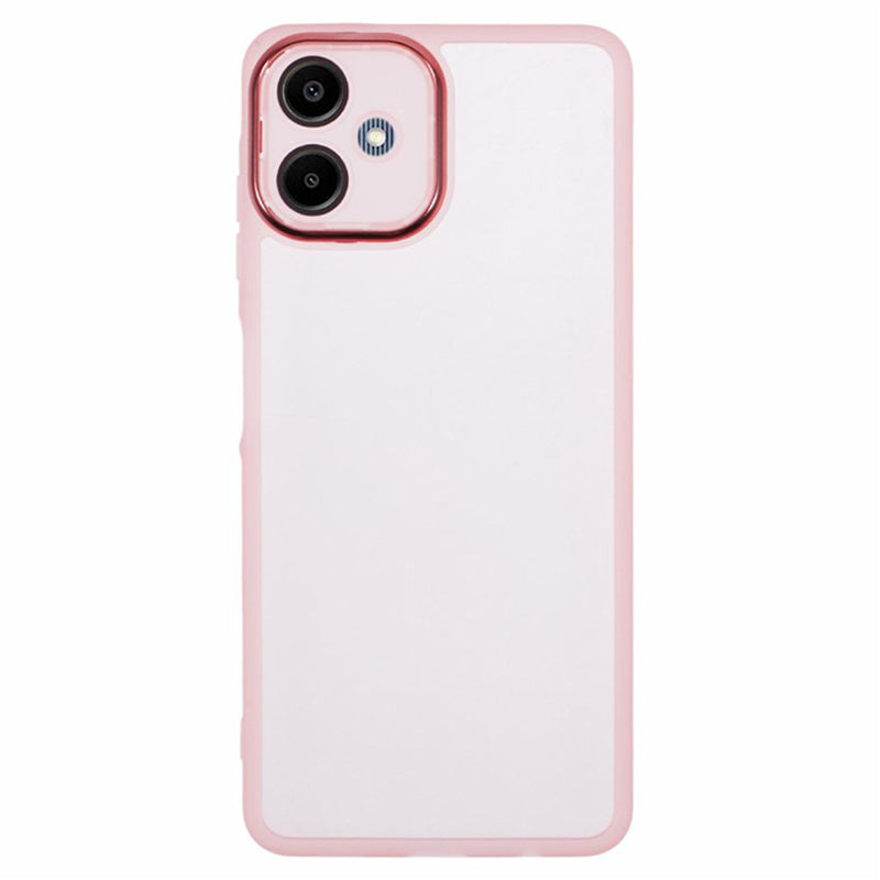 WANLONFENG DKSM Series for Samsung Galaxy A06 TPU Case Electroplated Frame with Tempered Glass - Transparent Pink