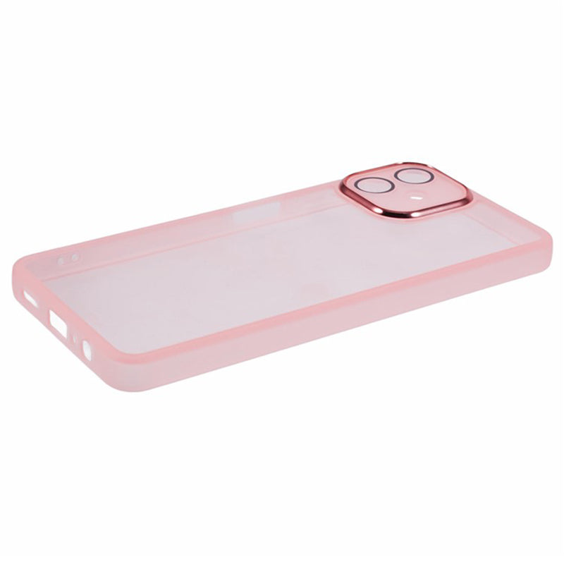 WANLONFENG DKSM Series for Samsung Galaxy A06 TPU Case Electroplated Frame with Tempered Glass - Transparent Pink