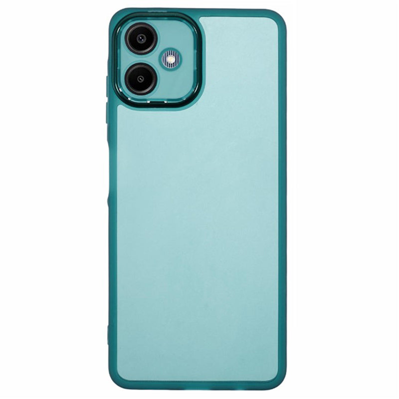 WANLONFENG DKSM Series for Samsung Galaxy A06 TPU Case Electroplated Frame with Tempered Glass - Transparent Army Green