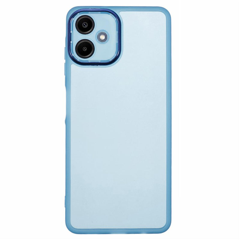 WANLONFENG DKSM Series for Samsung Galaxy A06 TPU Case Electroplated Frame with Tempered Glass - Transparent Blue