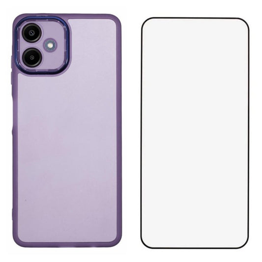 WANLONFENG DKSM Series for Samsung Galaxy A06 TPU Case Electroplated Frame with Tempered Glass - Transparent Purple