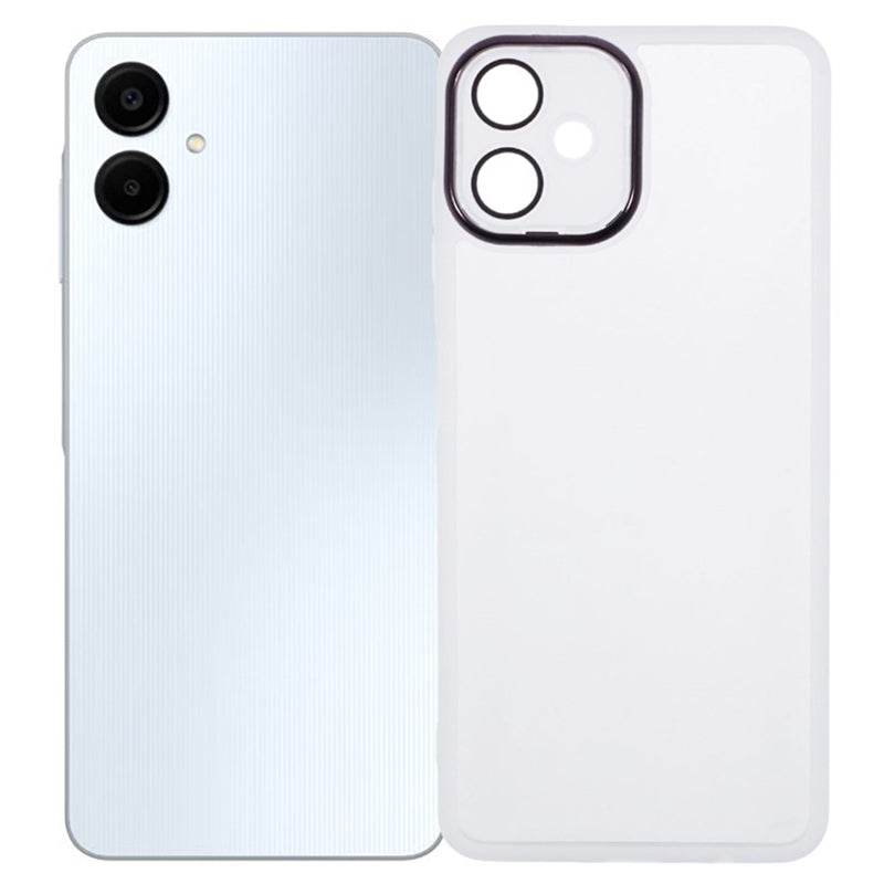 WANLONFENG DKSM Series for Samsung Galaxy A06 TPU Case Electroplated Frame with Tempered Glass - Transparent White