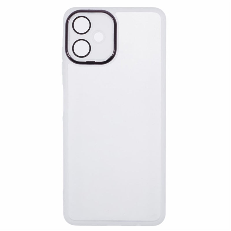 WANLONFENG DKSM Series for Samsung Galaxy A06 TPU Case Electroplated Frame with Tempered Glass - Transparent White