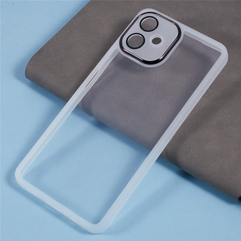 WANLONFENG DKSM Series for Samsung Galaxy A06 TPU Case Electroplated Frame with Tempered Glass - Transparent White