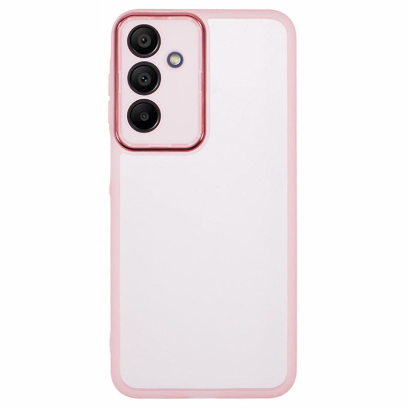 WANLONFENG DKSM Series for Samsung Galaxy A16 5G / A16 4G TPU Case Electroplated Frame with Tempered Glass - Transparent Pink