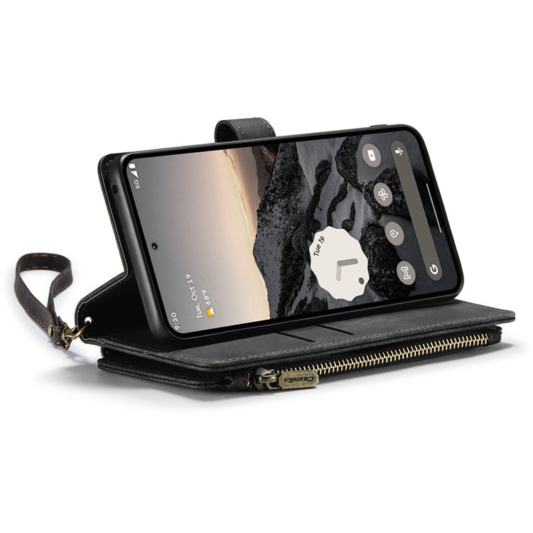 CASEME C30 Series for Google Pixel 9 Pro / Pixel 9 Case PU Leather 7 Card Slots Wallet Phone Cover - Black