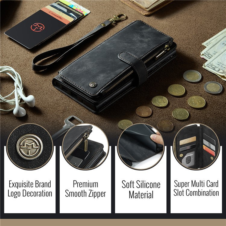 CASEME C30 Series for Google Pixel 9 Pro / Pixel 9 Case PU Leather 7 Card Slots Wallet Phone Cover - Black