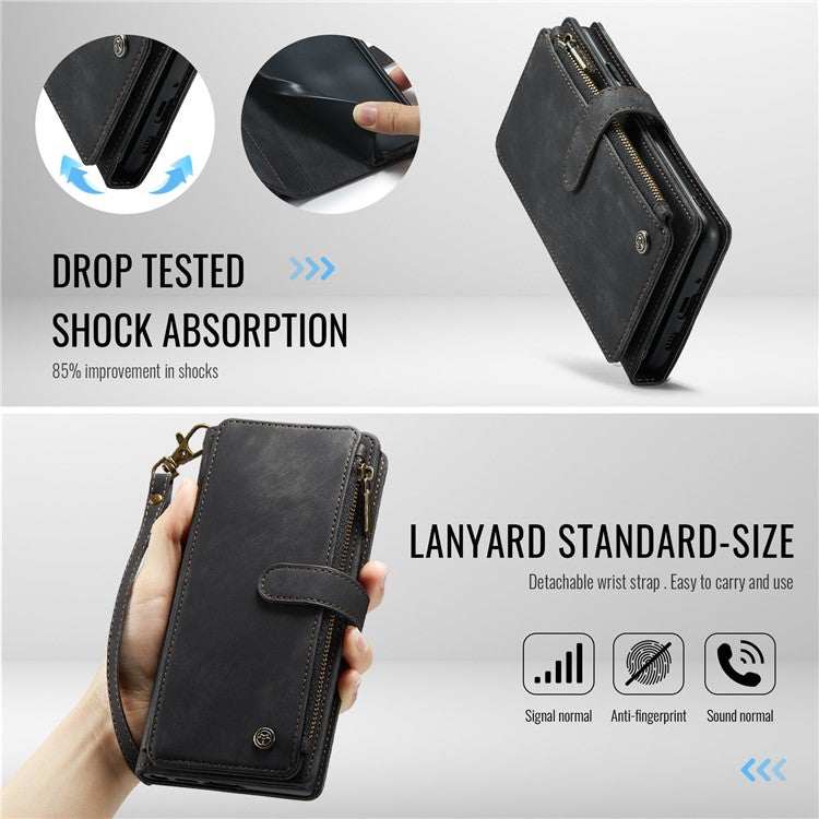 CASEME C30 Series for Google Pixel 9 Pro / Pixel 9 Case PU Leather 7 Card Slots Wallet Phone Cover - Black