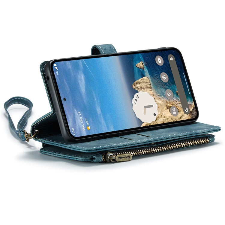 CASEME C30 Series for Google Pixel 9 Pro / Pixel 9 Case PU Leather 7 Card Slots Wallet Phone Cover - Blue