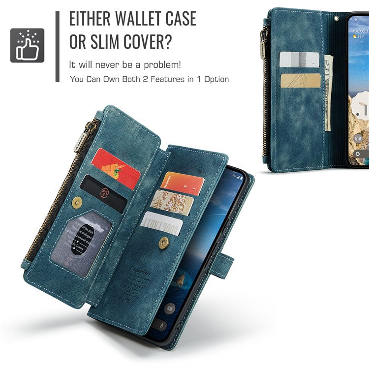 CASEME C30 Series for Google Pixel 9 Pro / Pixel 9 Case PU Leather 7 Card Slots Wallet Phone Cover - Blue