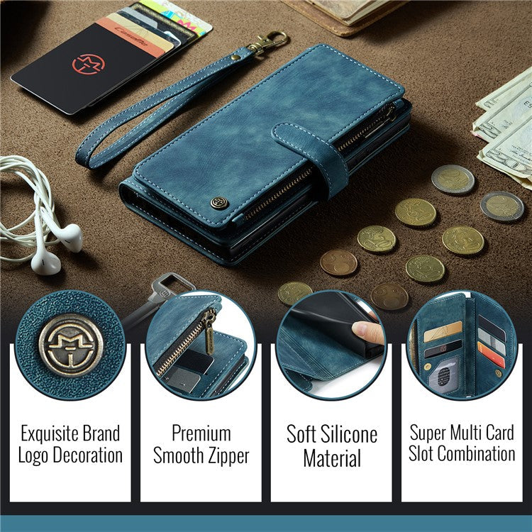 CASEME C30 Series for Google Pixel 9 Pro / Pixel 9 Case PU Leather 7 Card Slots Wallet Phone Cover - Blue