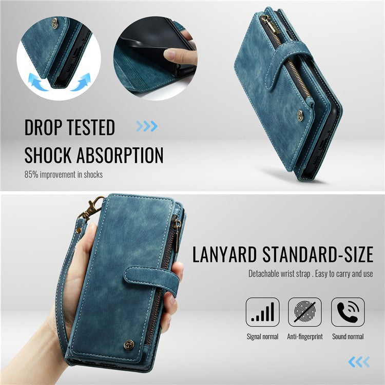 CASEME C30 Series for Google Pixel 9 Pro / Pixel 9 Case PU Leather 7 Card Slots Wallet Phone Cover - Blue