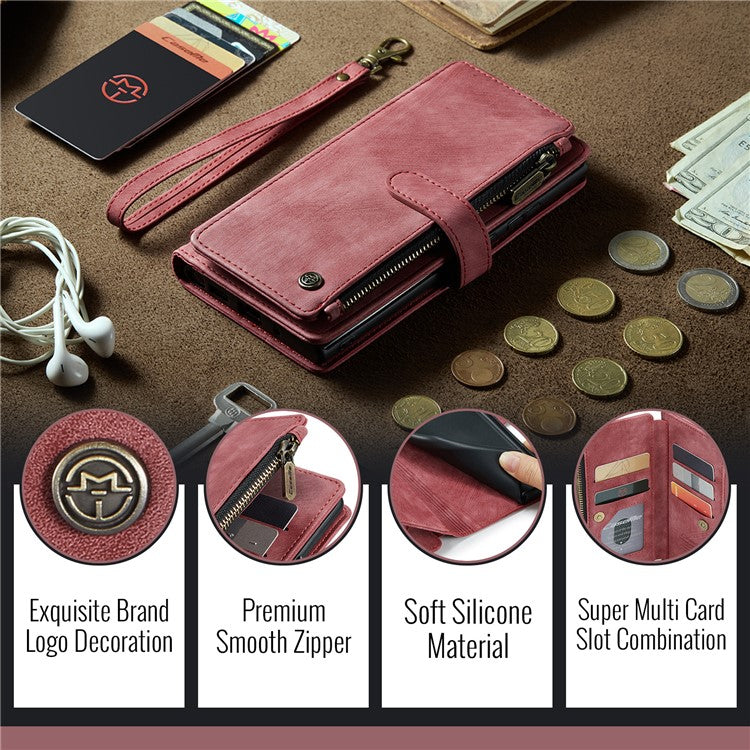 CASEME C30 Series for Google Pixel 9 Pro / Pixel 9 Case PU Leather 7 Card Slots Wallet Phone Cover - Red