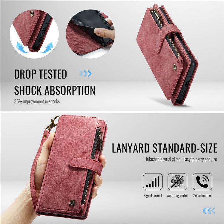 CASEME C30 Series for Google Pixel 9 Pro / Pixel 9 Case PU Leather 7 Card Slots Wallet Phone Cover - Red