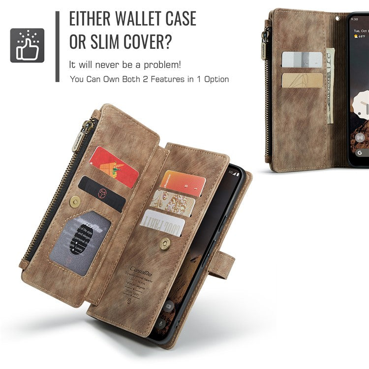 CASEME C30 Series for Google Pixel 9 Pro / Pixel 9 Case PU Leather 7 Card Slots Wallet Phone Cover - Brown