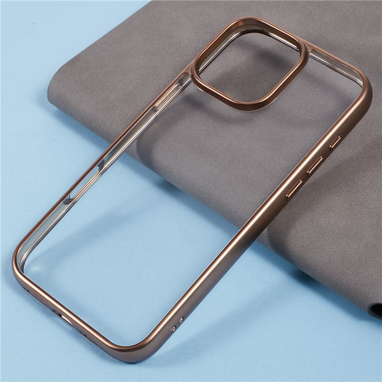 KIGC Ice Silk Series For iPhone 16 Pro Case TPU+PC Electroplating Phone Cover - Gold