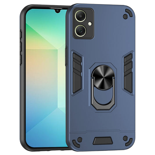For Samsung Galaxy A06 Case PC+TPU Drop Defend Phone Cover with Ring Kickstand - Blue