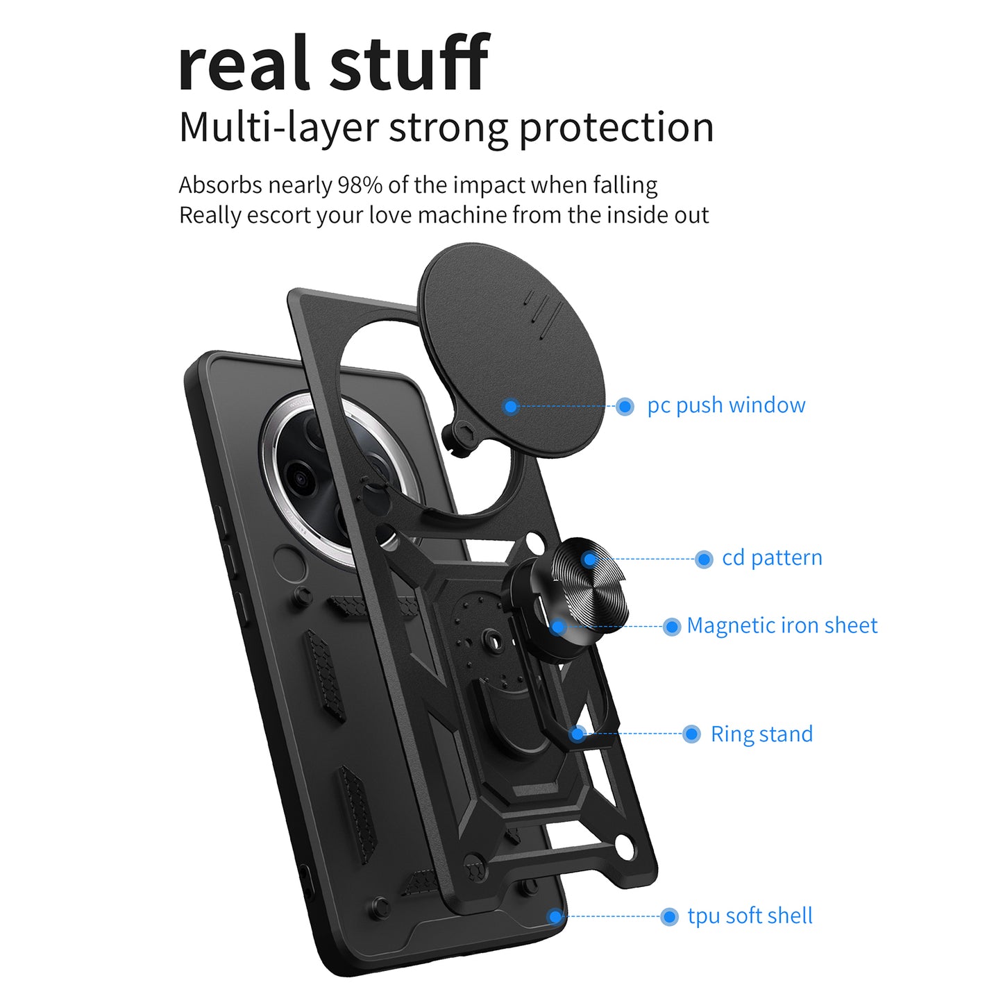For Oppo F27 Pro 5G / F27 Pro+ 5G Case with Slide Camera Lid PC+TPU Kickstand Phone Cover - Rose Gold