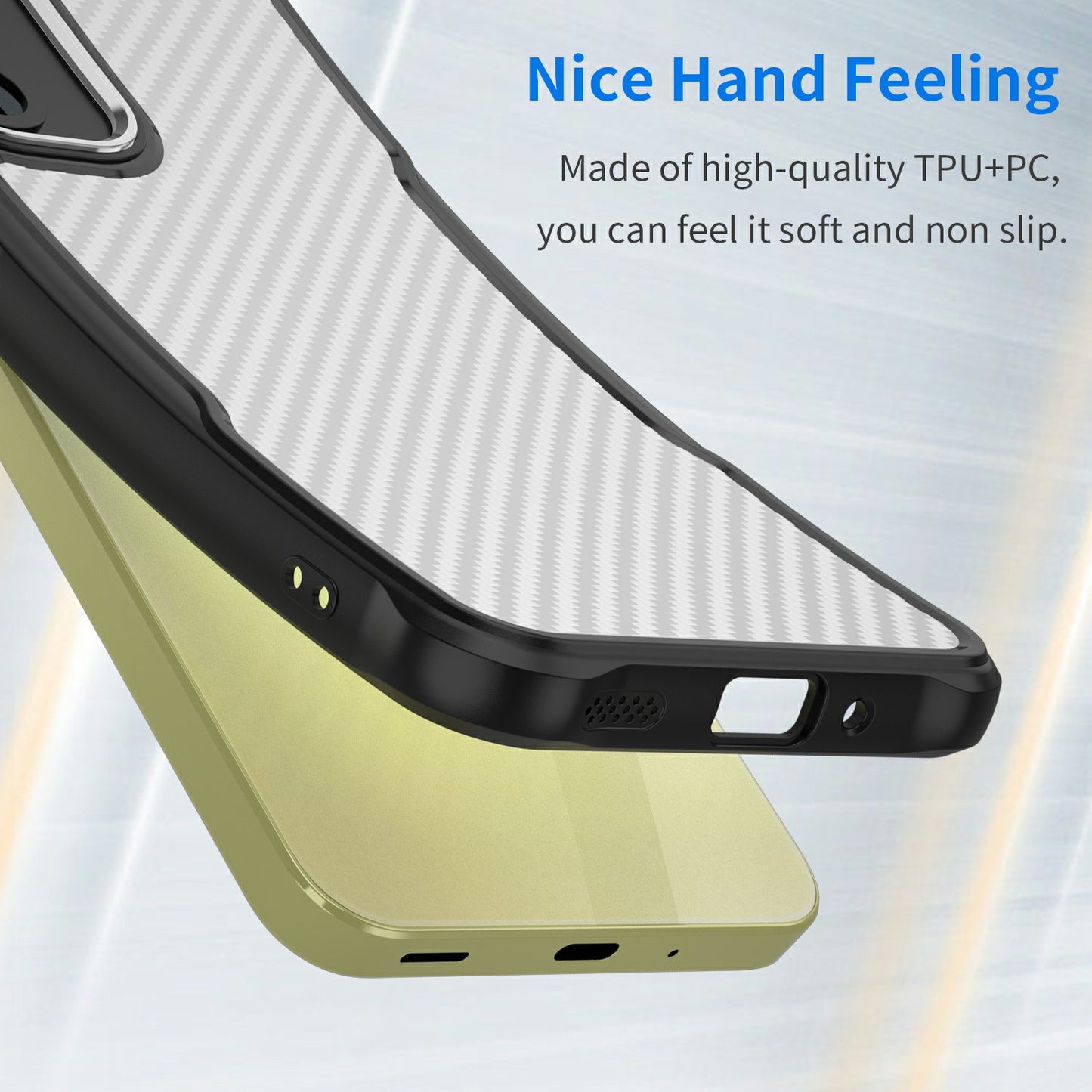 For Samsung Galaxy A16 5G / A16 4G Case Carbon Fiber Scratch-Resistant TPU+PC Phone Cover - Black