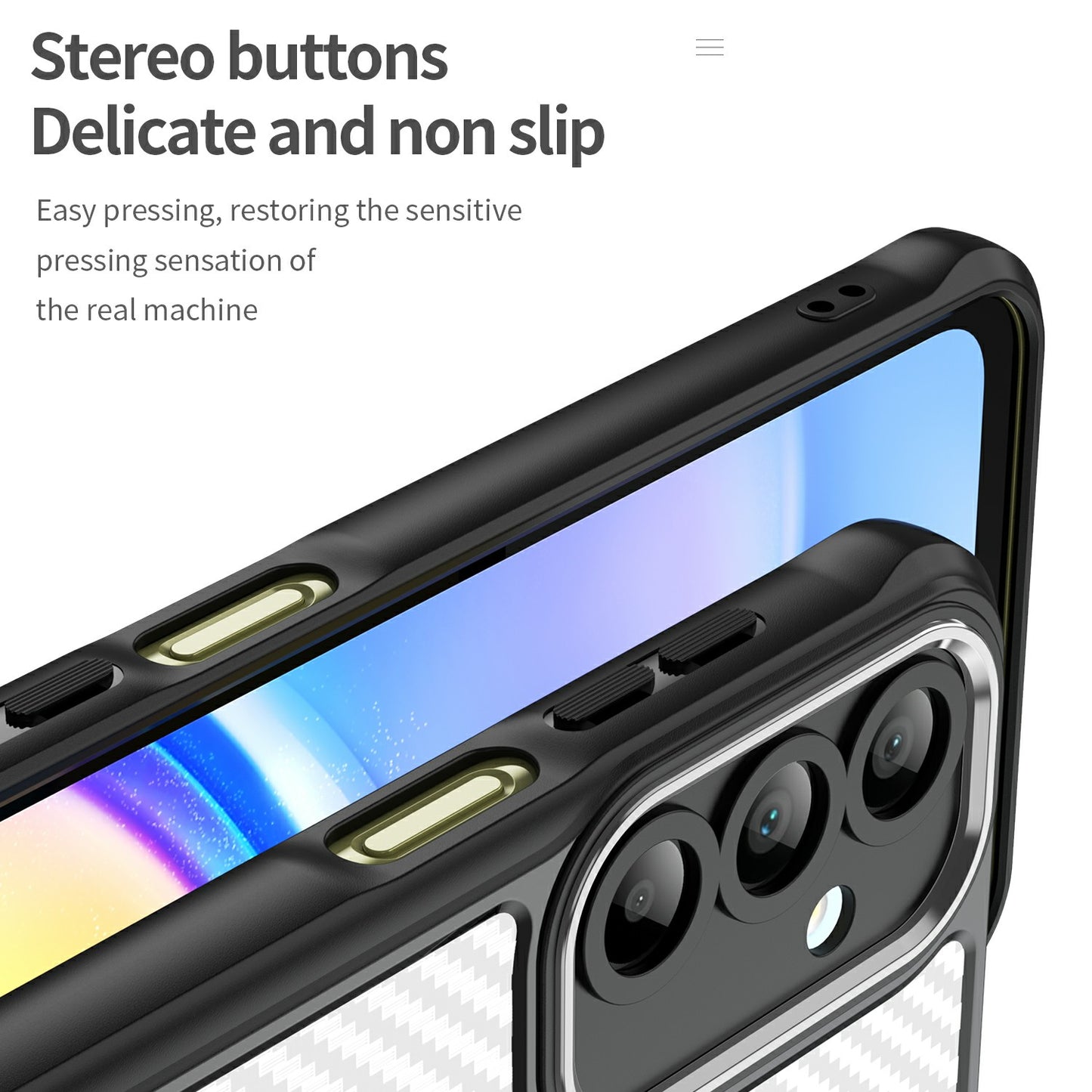 For Samsung Galaxy A16 5G / A16 4G Case Carbon Fiber Scratch-Resistant TPU+PC Phone Cover - Black