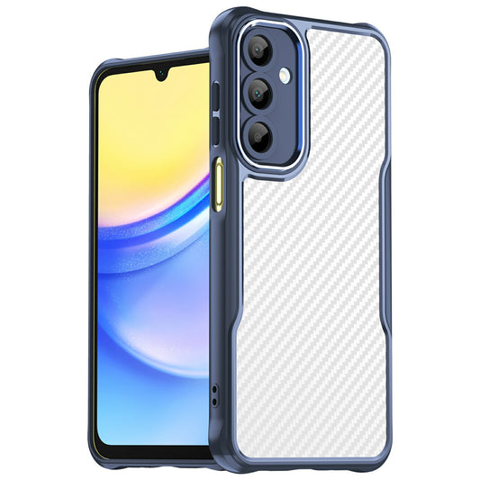For Samsung Galaxy A16 5G / A16 4G Case Carbon Fiber Scratch-Resistant TPU+PC Phone Cover - Blue