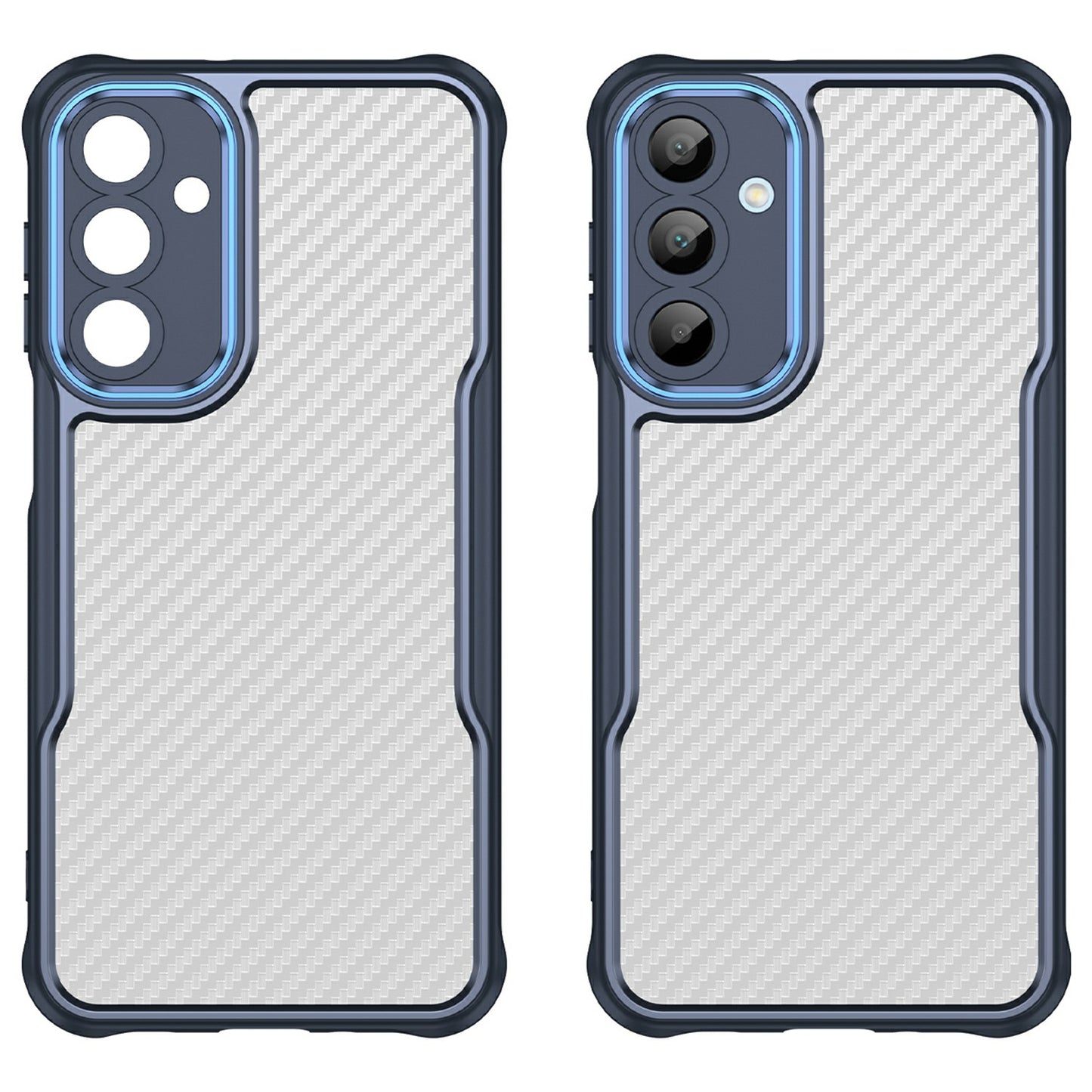 For Samsung Galaxy A16 5G / A16 4G Case Carbon Fiber Scratch-Resistant TPU+PC Phone Cover - Blue