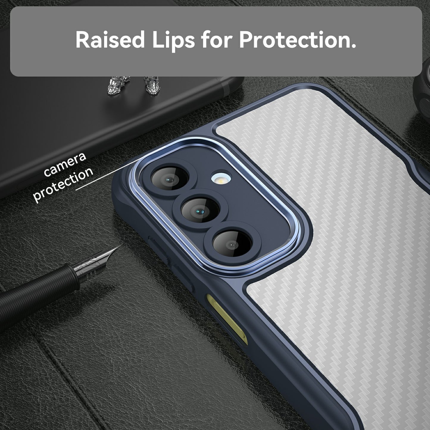 For Samsung Galaxy A16 5G / A16 4G Case Carbon Fiber Scratch-Resistant TPU+PC Phone Cover - Blue