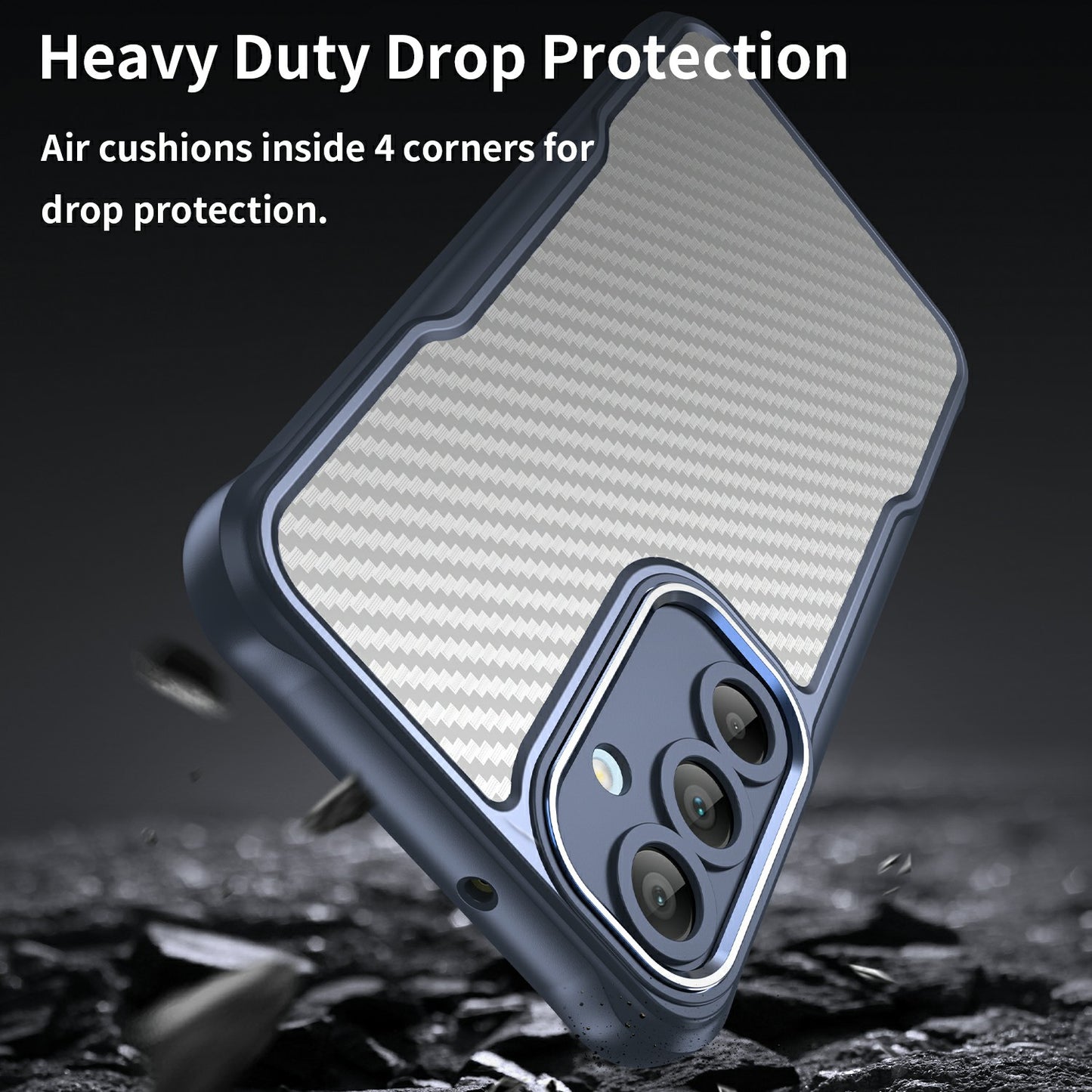 For Samsung Galaxy A16 5G / A16 4G Case Carbon Fiber Scratch-Resistant TPU+PC Phone Cover - Blue