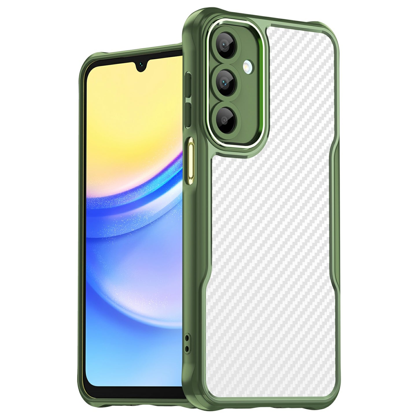 For Samsung Galaxy A16 5G / A16 4G Case Carbon Fiber Scratch-Resistant TPU+PC Phone Cover - Green