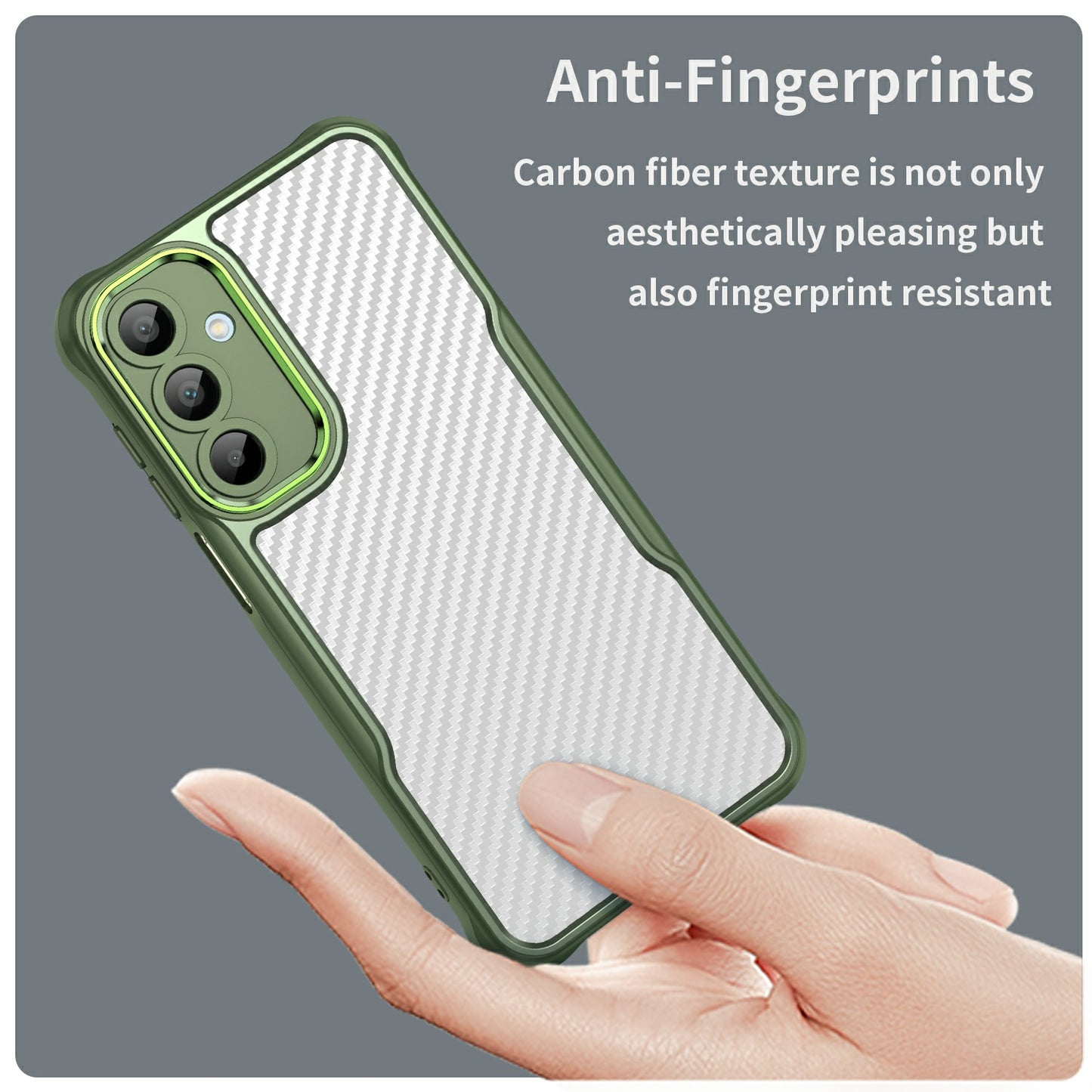 For Samsung Galaxy A16 5G / A16 4G Case Carbon Fiber Scratch-Resistant TPU+PC Phone Cover - Green