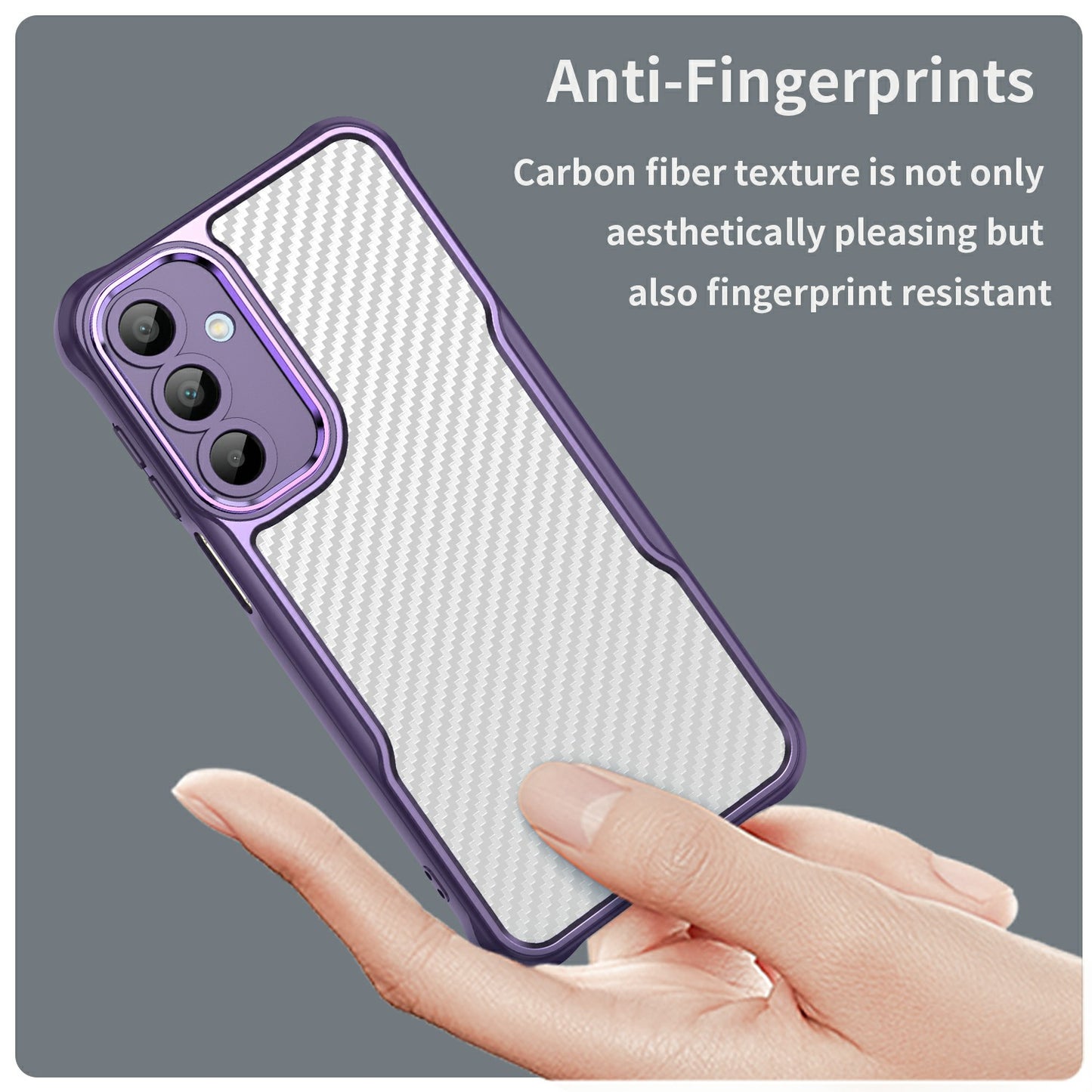 For Samsung Galaxy A16 5G / A16 4G Case Carbon Fiber Scratch-Resistant TPU+PC Phone Cover - Purple