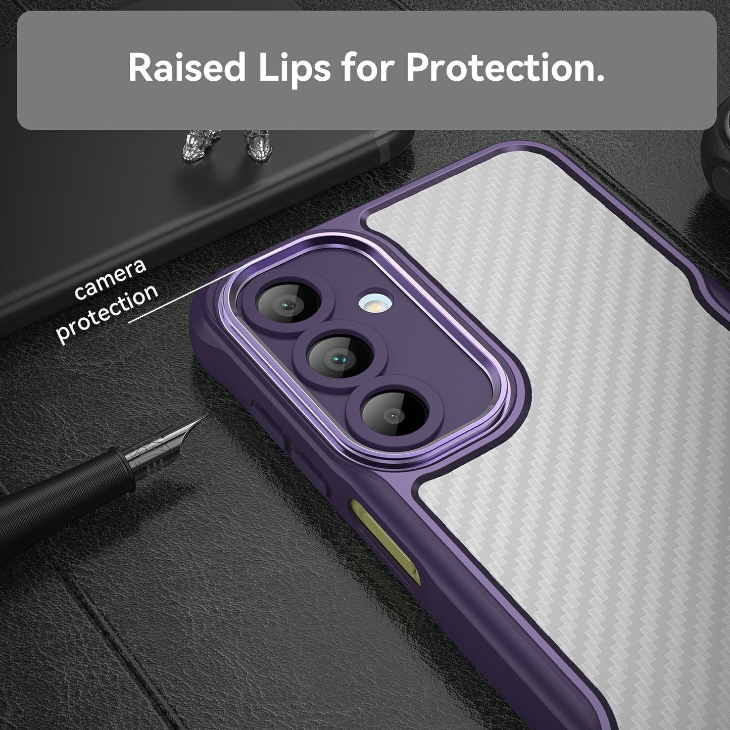 For Samsung Galaxy A16 5G / A16 4G Case Carbon Fiber Scratch-Resistant TPU+PC Phone Cover - Purple