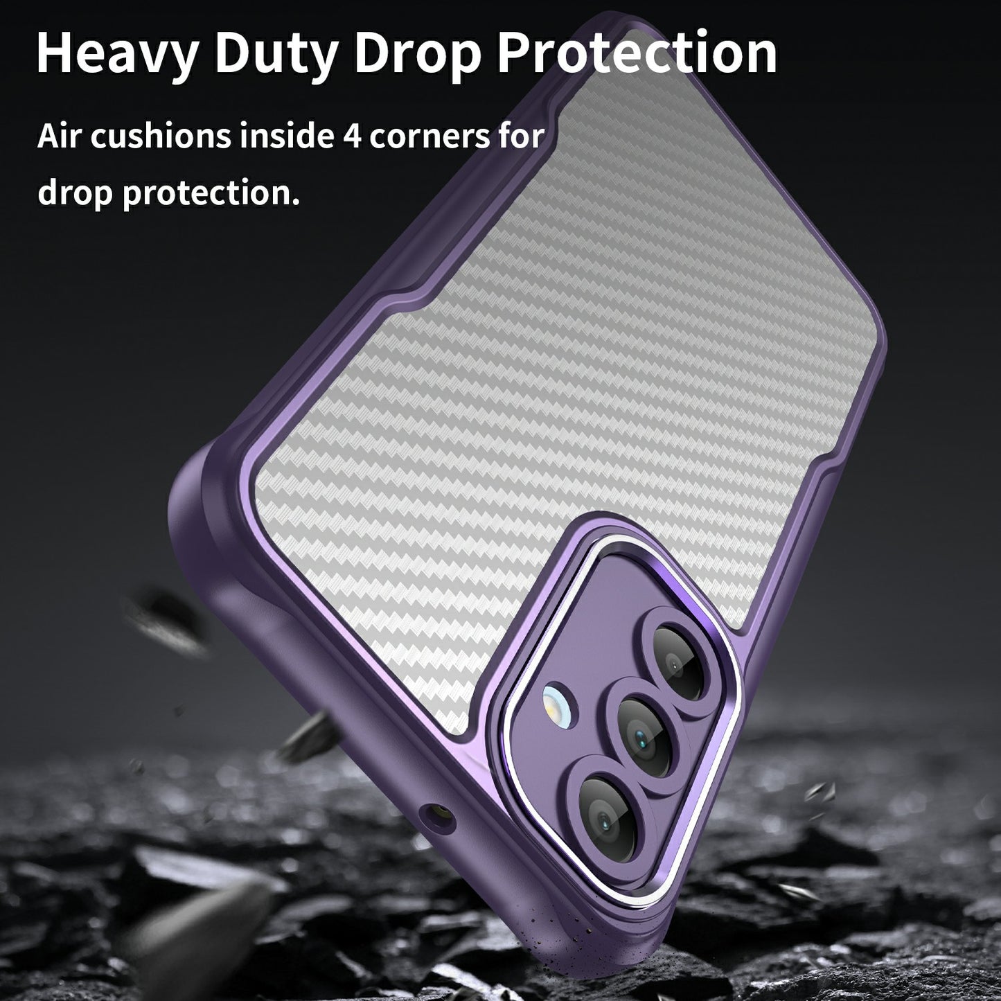 For Samsung Galaxy A16 5G / A16 4G Case Carbon Fiber Scratch-Resistant TPU+PC Phone Cover - Purple