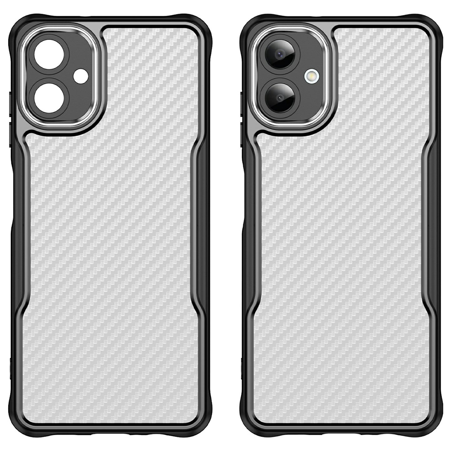 For Samsung Galaxy A06 Case Carbon Fiber Scratch-Resistant TPU+PC Phone Cover - Black