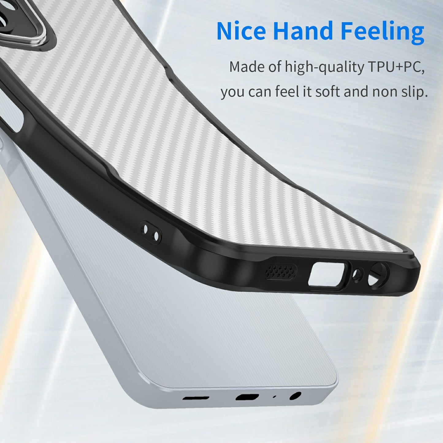 For Samsung Galaxy A06 Case Carbon Fiber Scratch-Resistant TPU+PC Phone Cover - Black