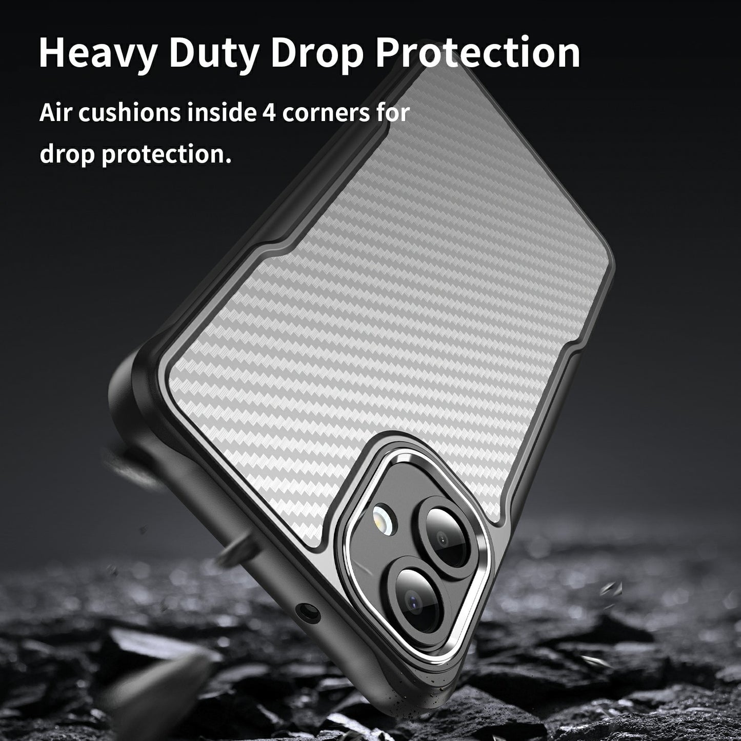 For Samsung Galaxy A06 Case Carbon Fiber Scratch-Resistant TPU+PC Phone Cover - Black