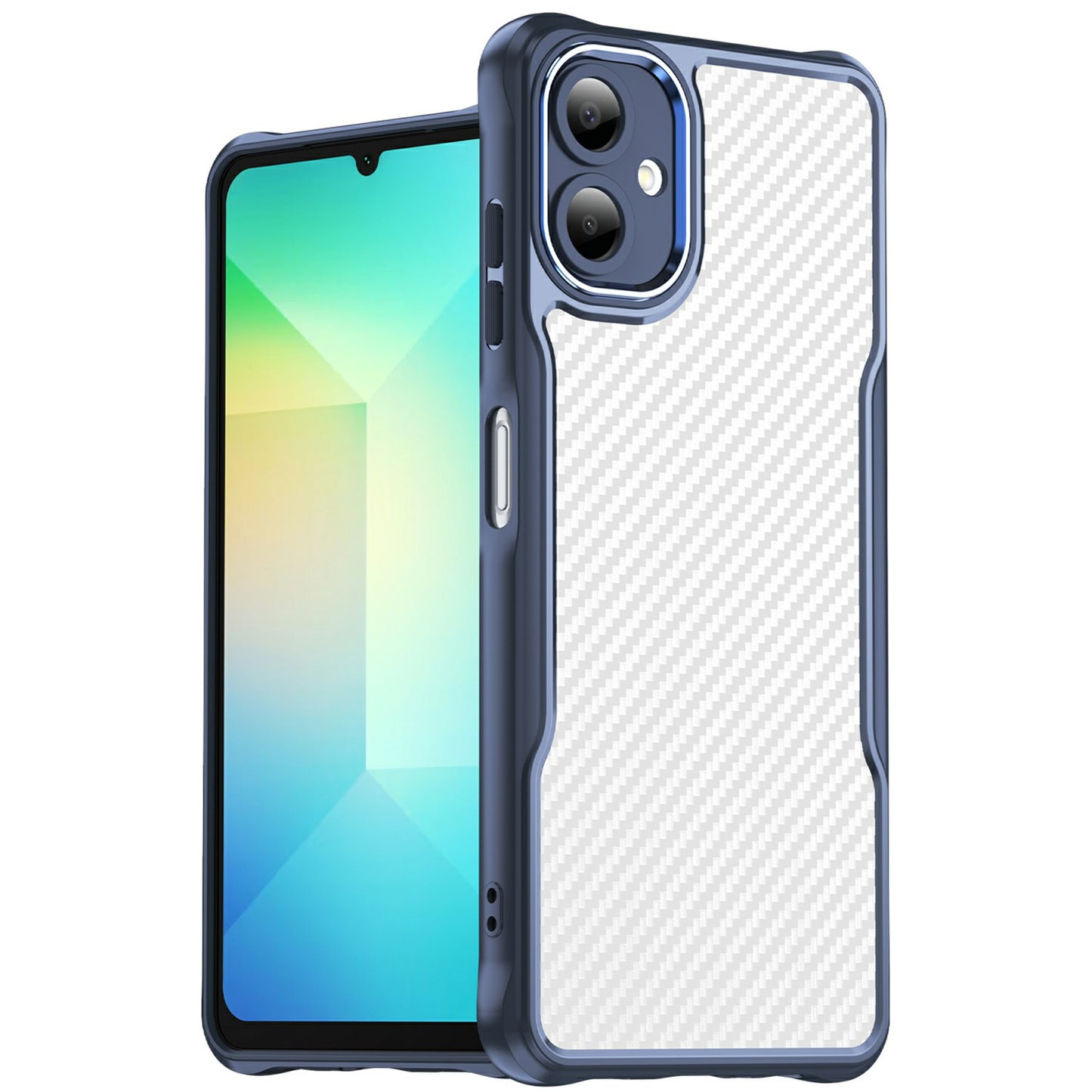 For Samsung Galaxy A06 Case Carbon Fiber Scratch-Resistant TPU+PC Phone Cover - Blue
