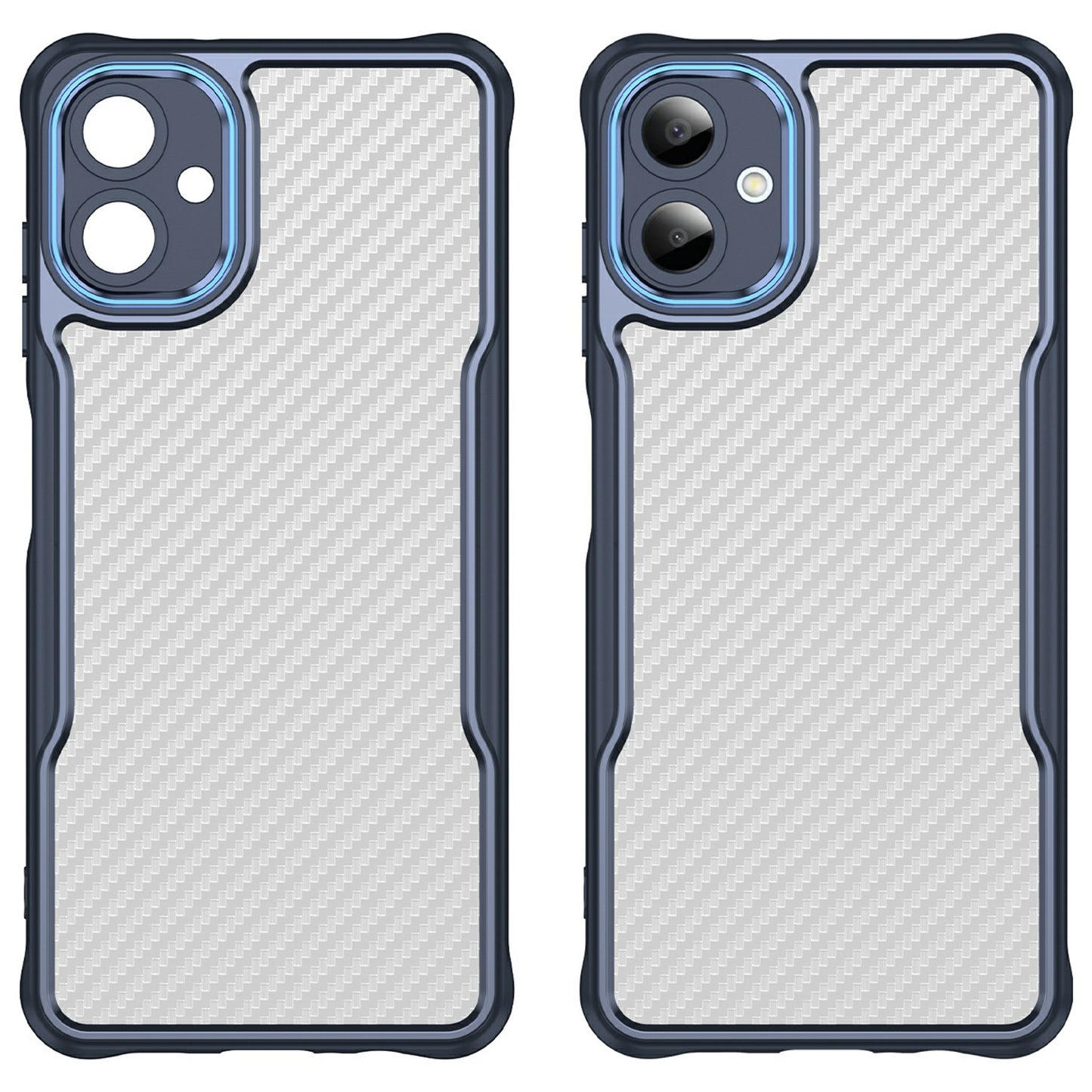 For Samsung Galaxy A06 Case Carbon Fiber Scratch-Resistant TPU+PC Phone Cover - Blue