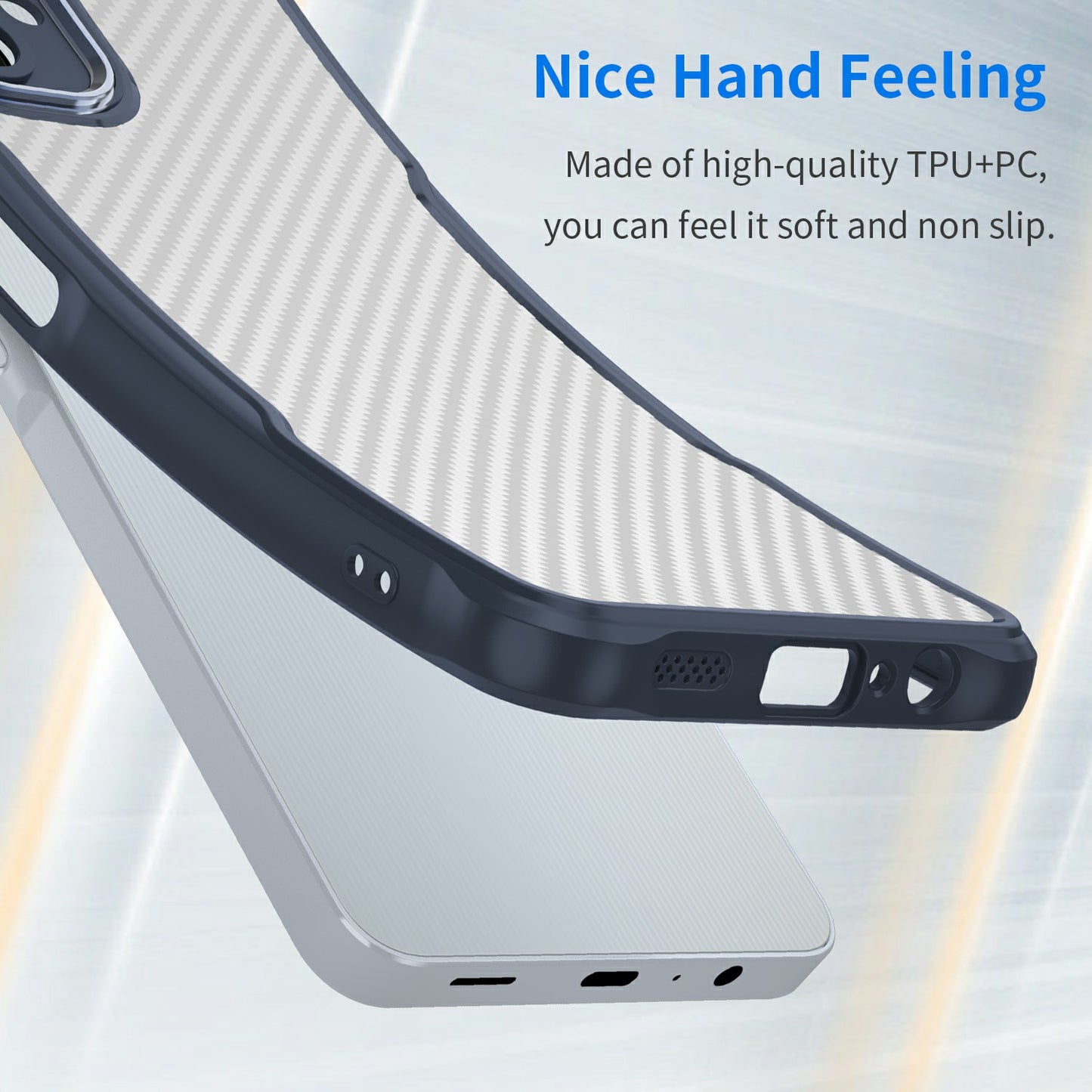 For Samsung Galaxy A06 Case Carbon Fiber Scratch-Resistant TPU+PC Phone Cover - Blue