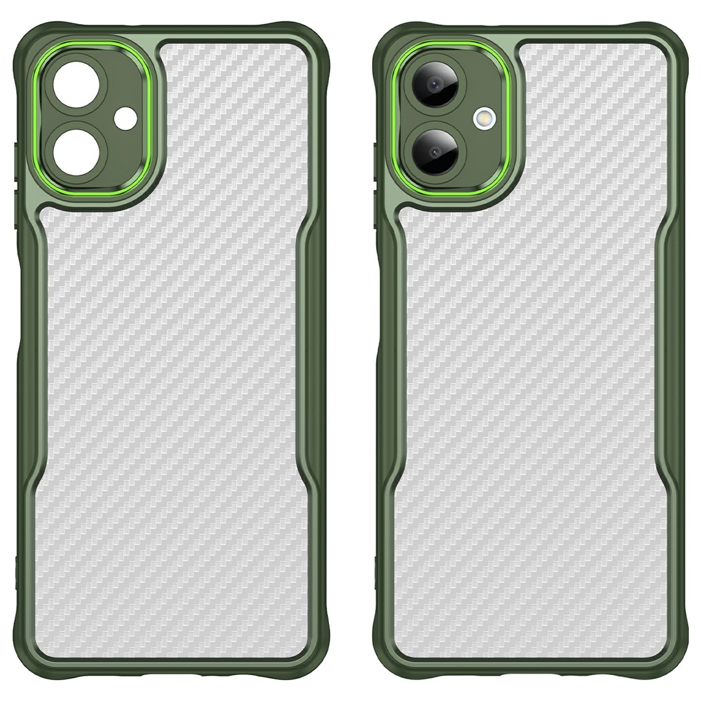 For Samsung Galaxy A06 Case Carbon Fiber Scratch-Resistant TPU+PC Phone Cover - Green