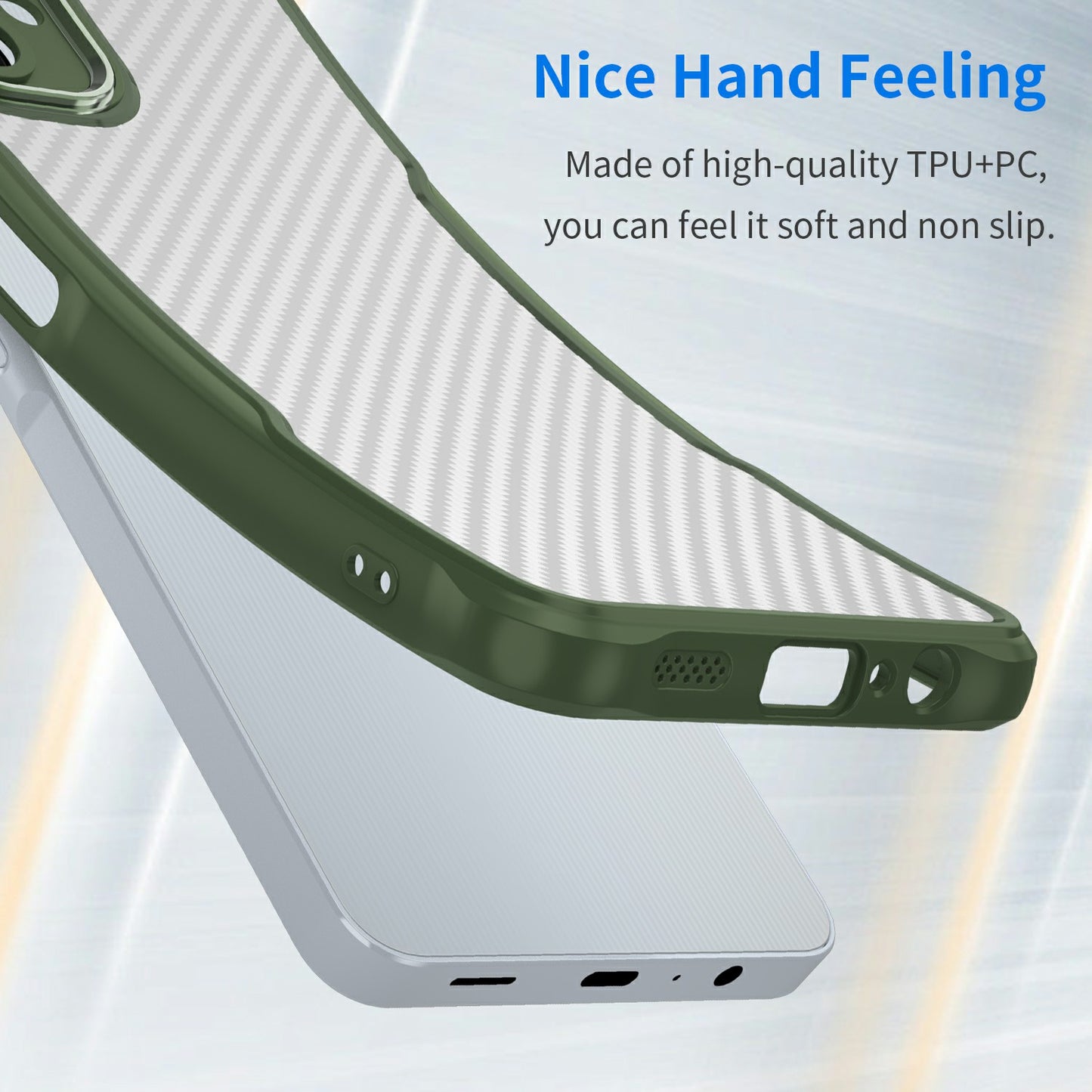 For Samsung Galaxy A06 Case Carbon Fiber Scratch-Resistant TPU+PC Phone Cover - Green