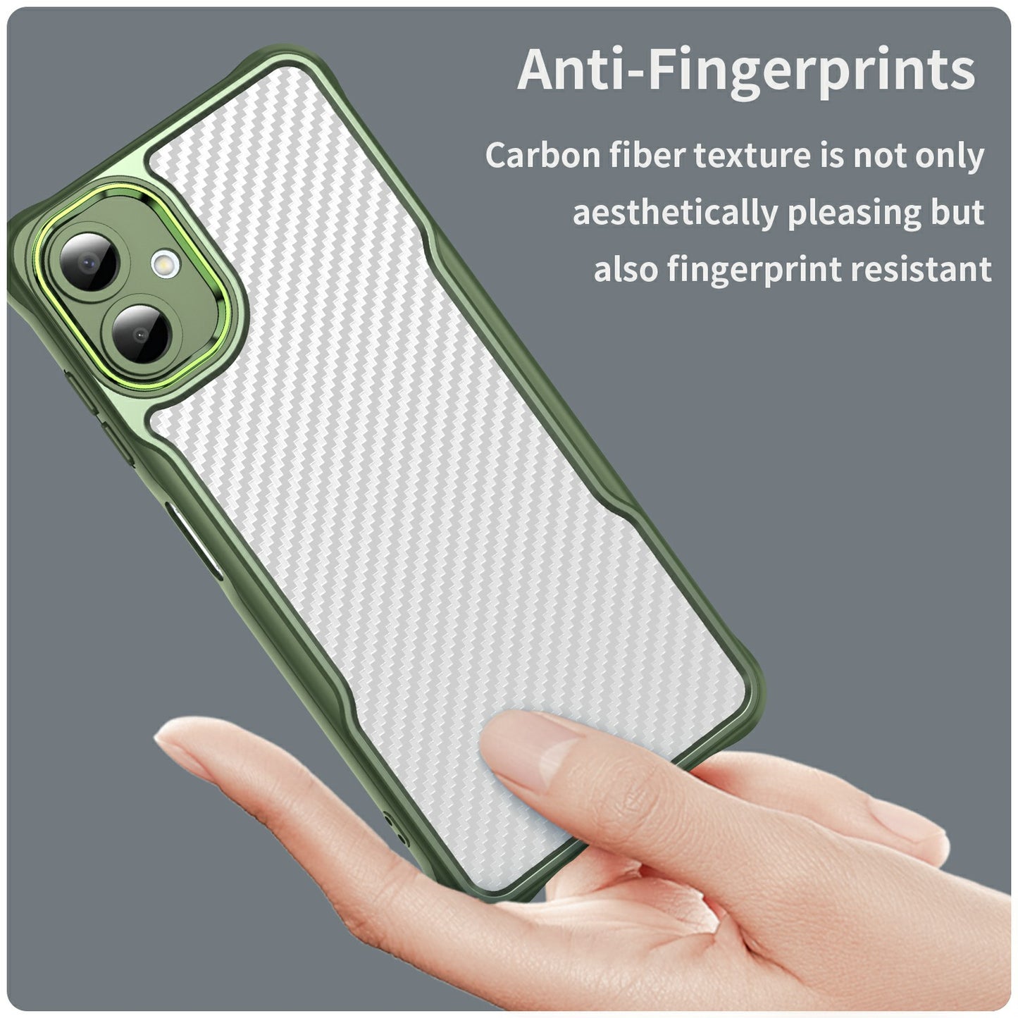 For Samsung Galaxy A06 Case Carbon Fiber Scratch-Resistant TPU+PC Phone Cover - Green