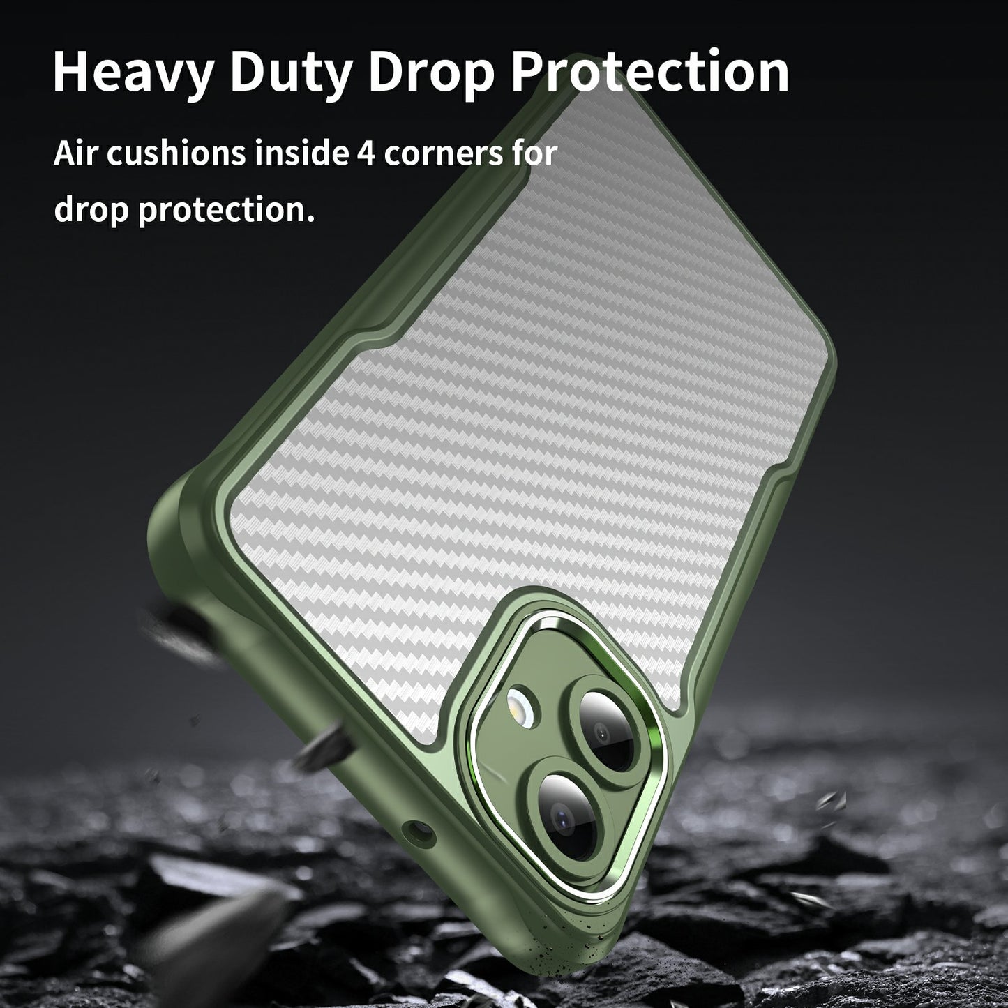 For Samsung Galaxy A06 Case Carbon Fiber Scratch-Resistant TPU+PC Phone Cover - Green