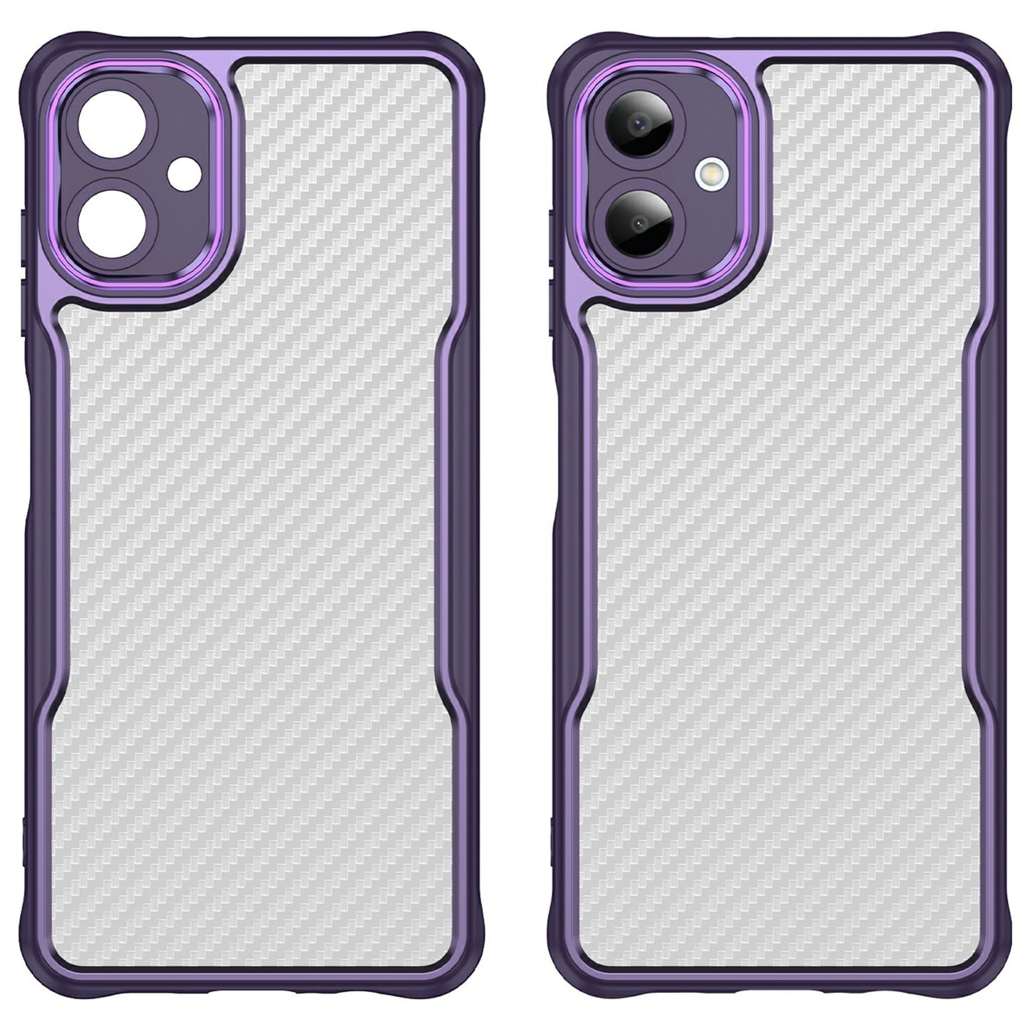 For Samsung Galaxy A06 Case Carbon Fiber Scratch-Resistant TPU+PC Phone Cover - Purple